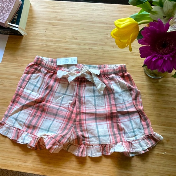 LOFT nwt sleep shorts flannel pink cute loungewear - Picture 1 of 5